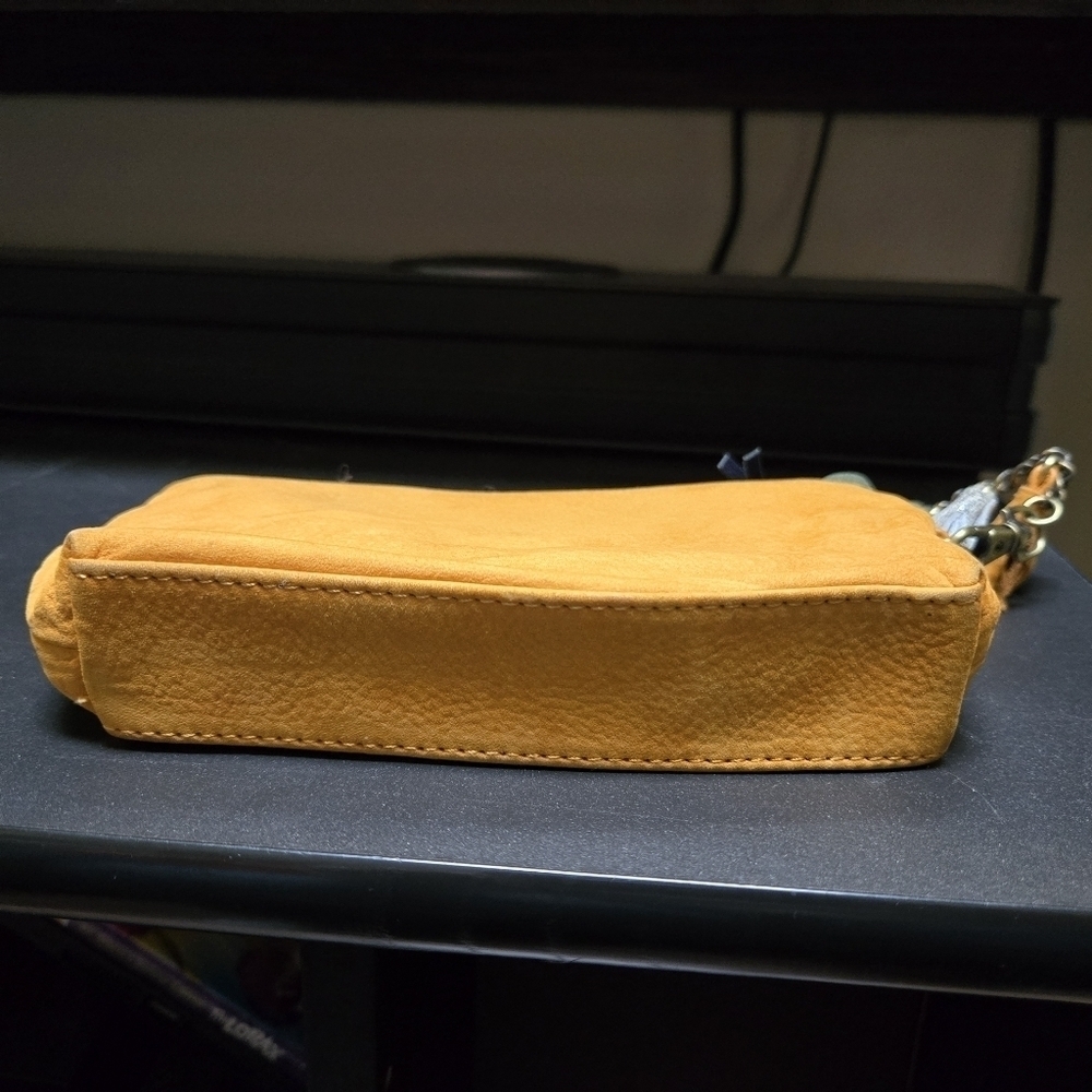 Miss Albright Specialty Burnt Yellow Leather Suede Wristlet Clutch - Picture 5 of 9